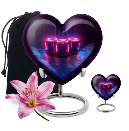 Drums And Music Theme Large Urn With 1 Keepsake Urn