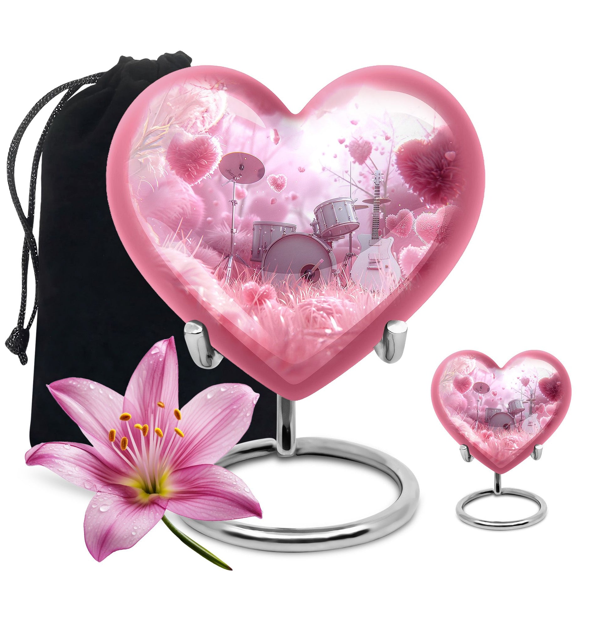 Drums And Music Theme Large Urn With 1 Keepsake Urn