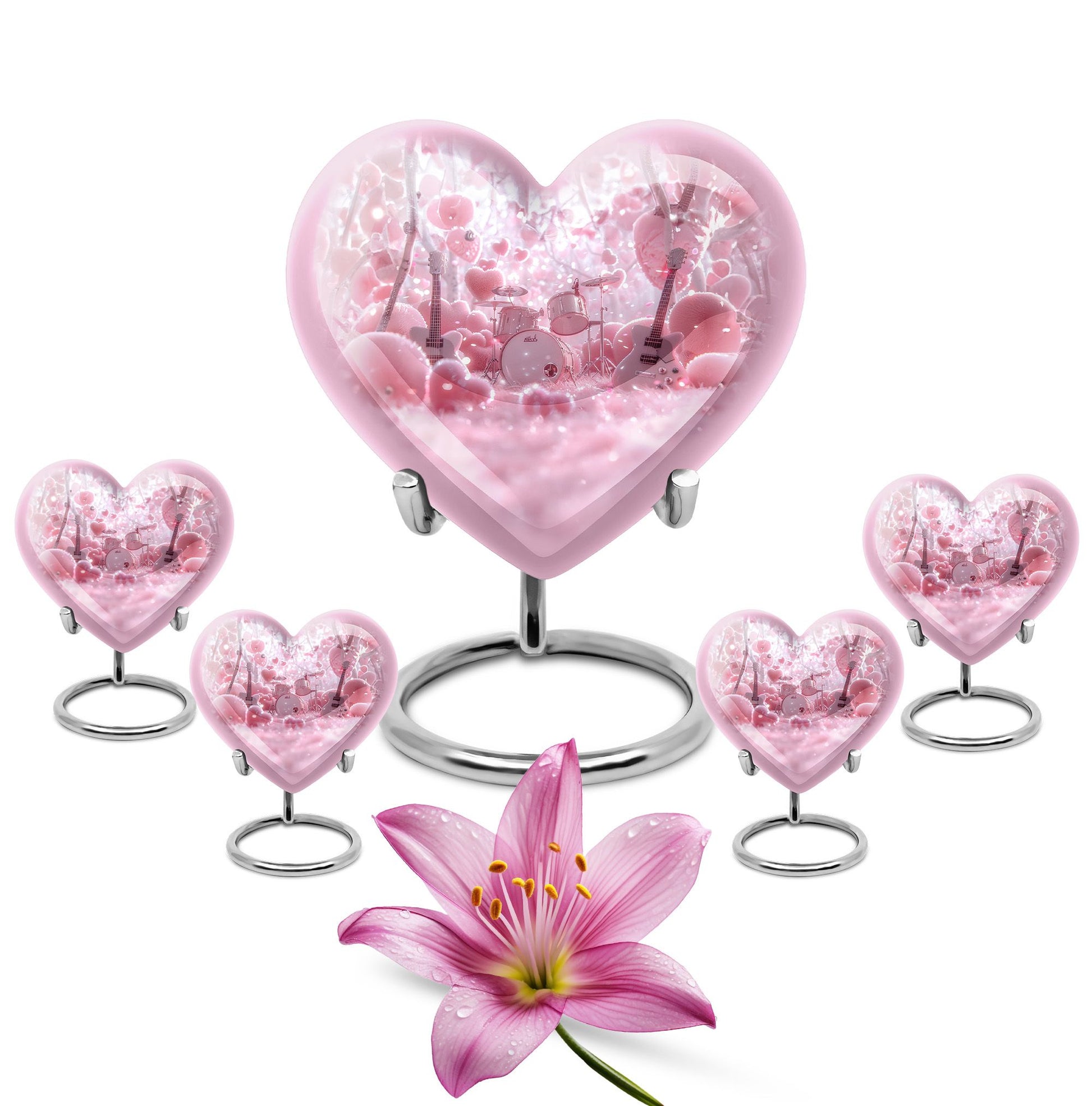 Drums And Music Theme Large Urn With 4 Keepsake Urn