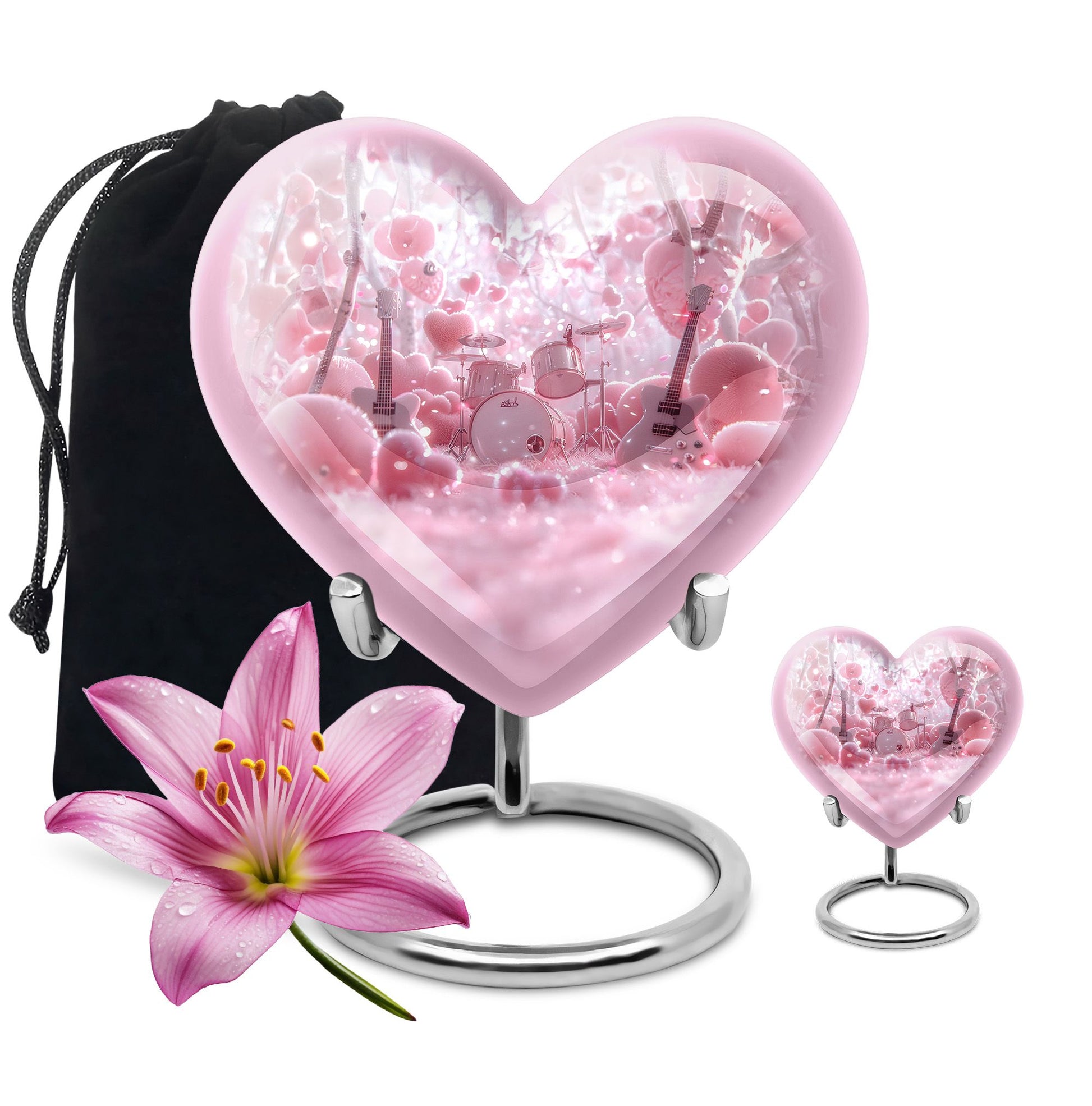 Drums And Music Theme Large Urn With 1 Keepsake Urn