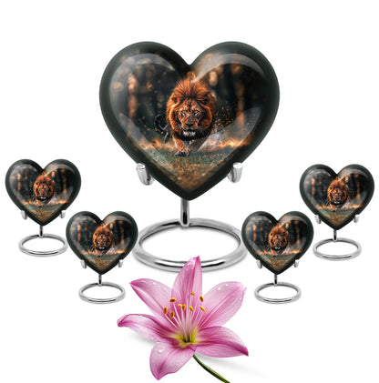 Lion Theme Large Urn With 4 Keepsake Urn