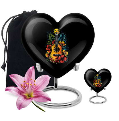 Guitar Theme Large Urn With 1 Keepsake Urn