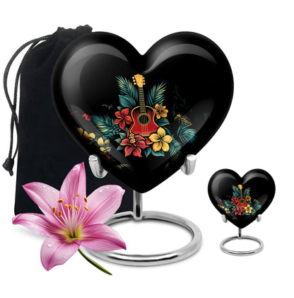 Guitar Theme Large Urn With 1 Keepsake Urn
