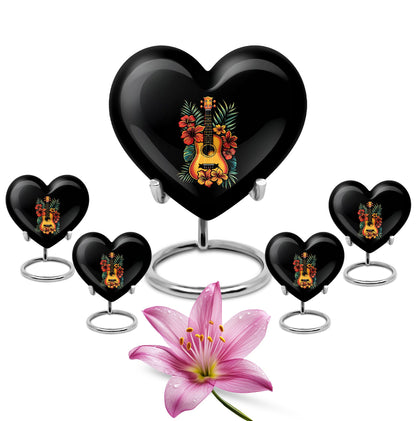 Guitar Theme Large Urn With 4 Keepsake Urn