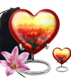Tulips Theme Large Urn With 1 Keepsake Urn