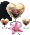 Lotus Theme Large Urn With 2 Keepsake Urn