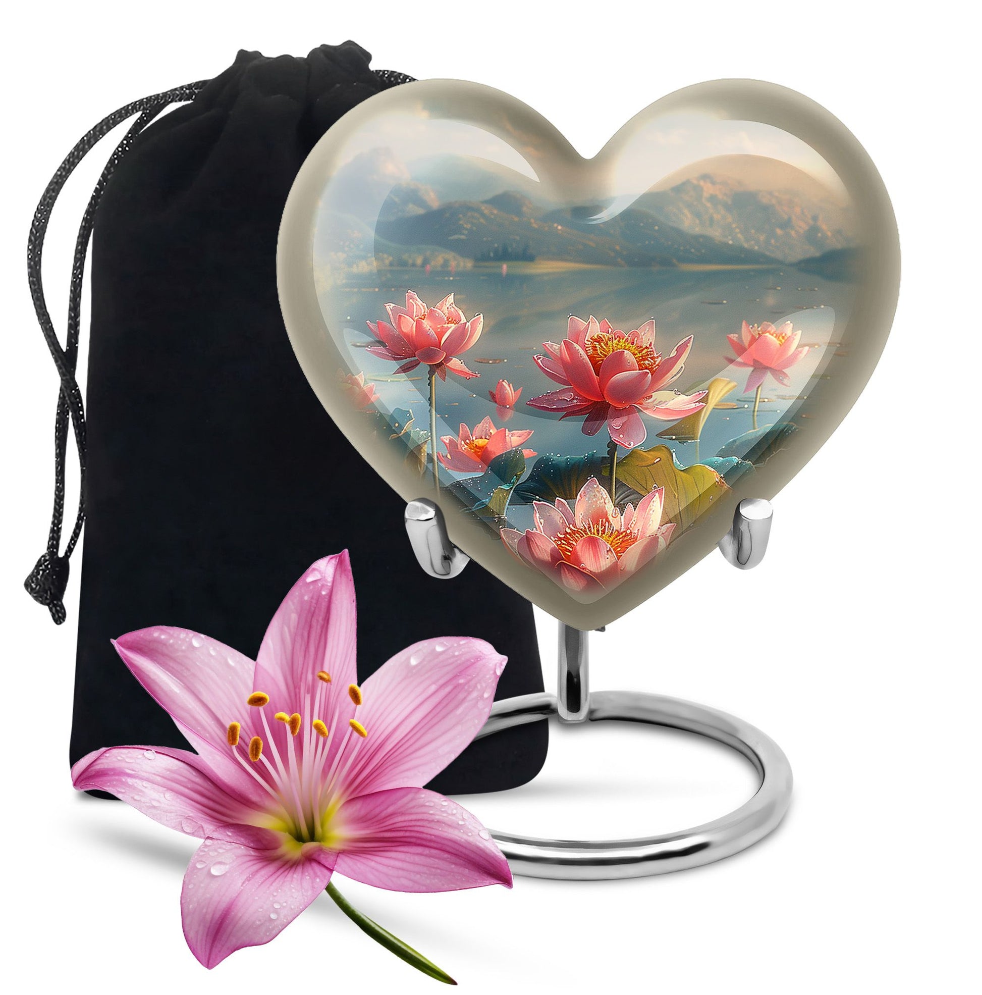 Lotus Theme Large Urn 10 Inch