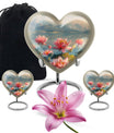 Lotus Theme Large Urn With 2 Keepsake Urn