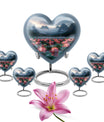 Lotus Theme Large Urn With 4 Keepsake Urn