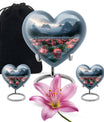 Lotus Theme Large Urn With 2 Keepsake Urn