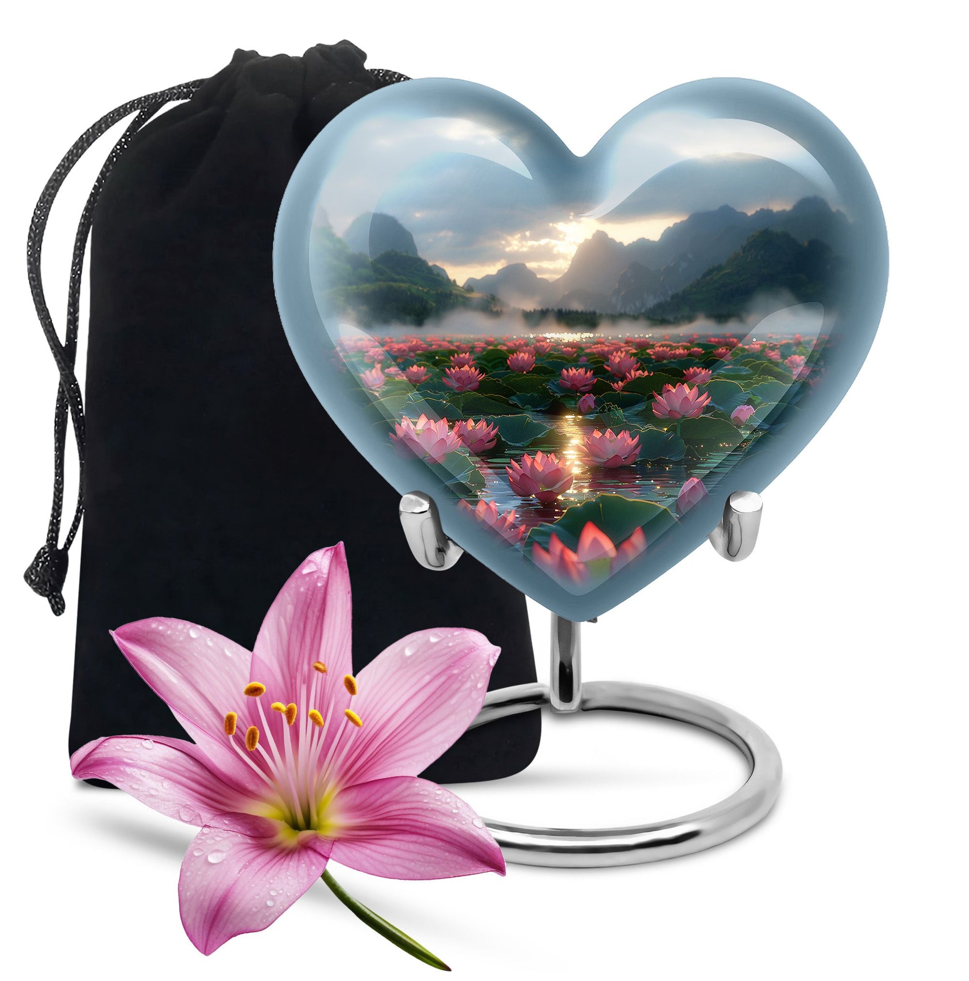 Lotus Theme Large Urn 10 Inch