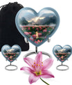 Lotus Theme Large Urn With 2 Keepsake Urn