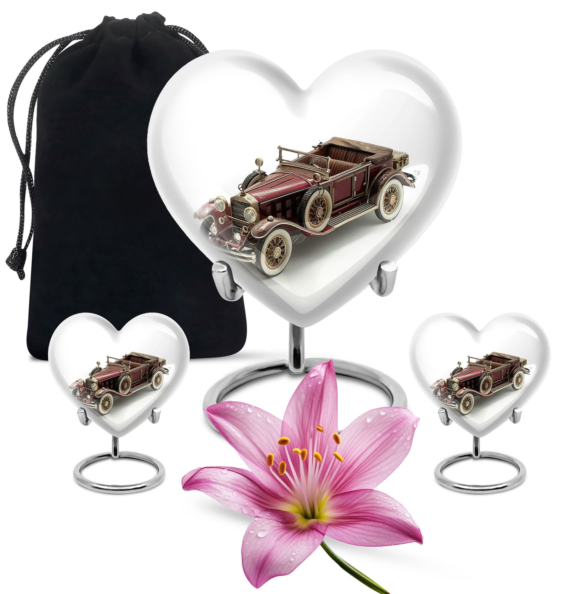Car Theme Large Urn With 2 Keepsake Urn