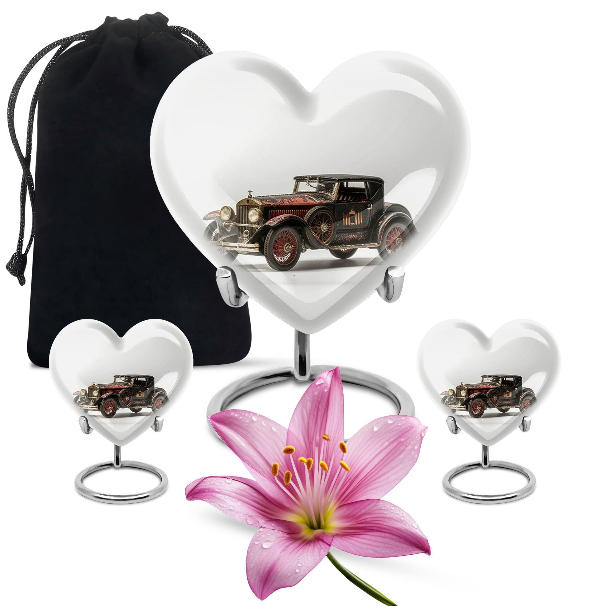 Car Theme Large Urn With 2 Keepsake Urn