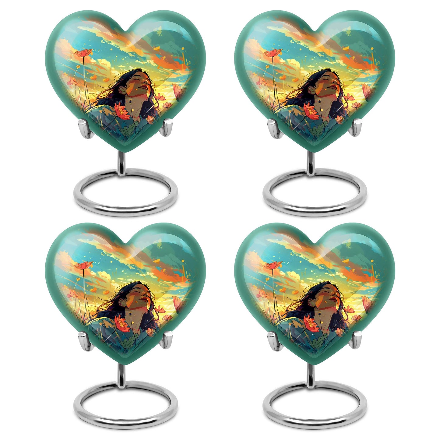 Flower Theme 3 Inch Keepsake Pack of 4
