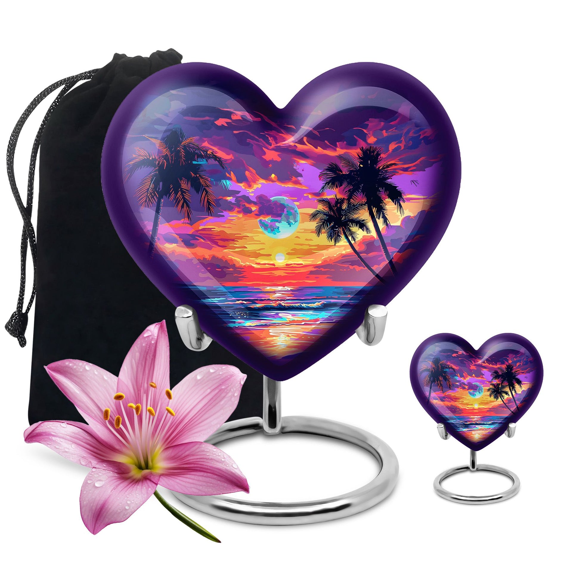 Sunset Theme Large Urn With 1 Keepsake Urn