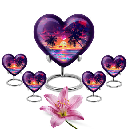 Sunset Theme Large Urn With 4 Keepsake Urn
