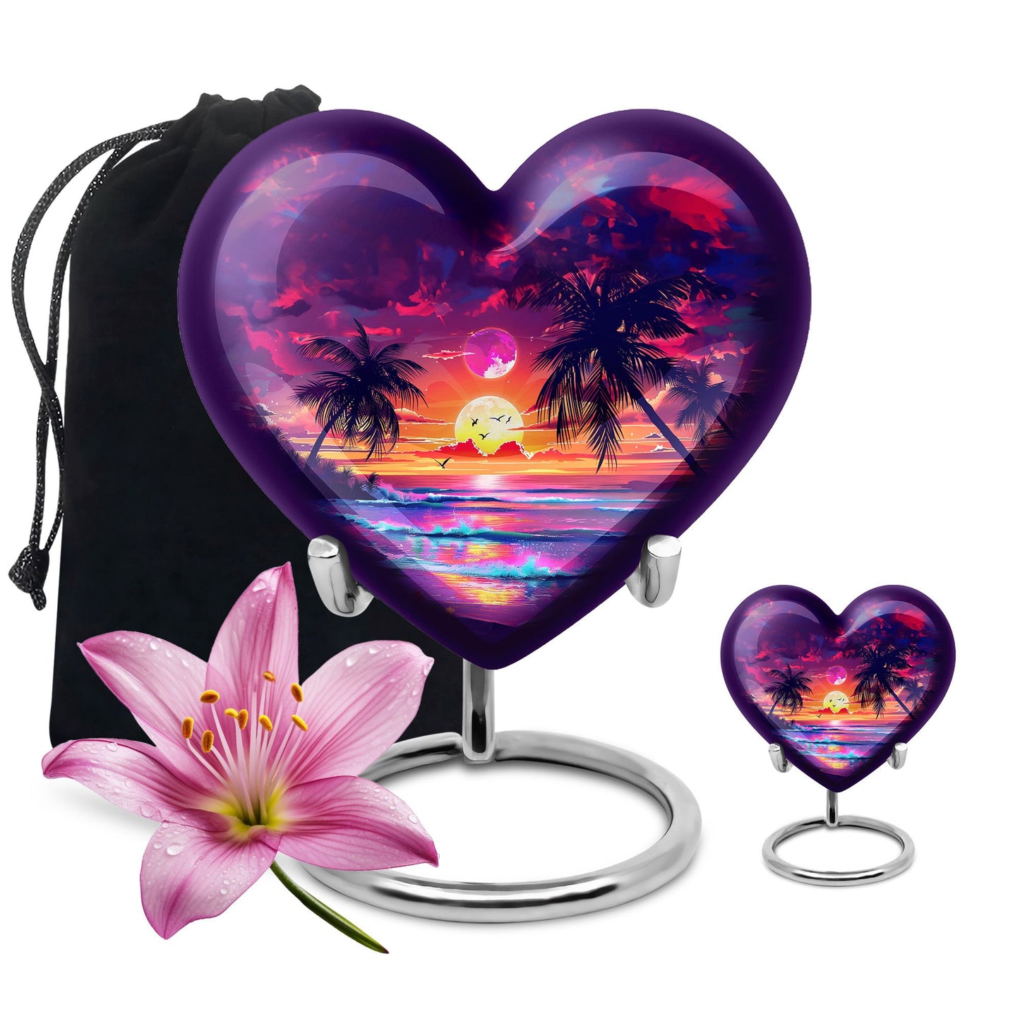 Sunset Theme Large Urn With 1 Keepsake Urn