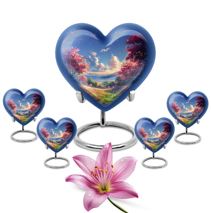 Sunset Theme Large Urn With 4 Keepsake Urn
