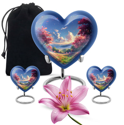 Sunset Theme Large Urn With 2 Keepsake Urn