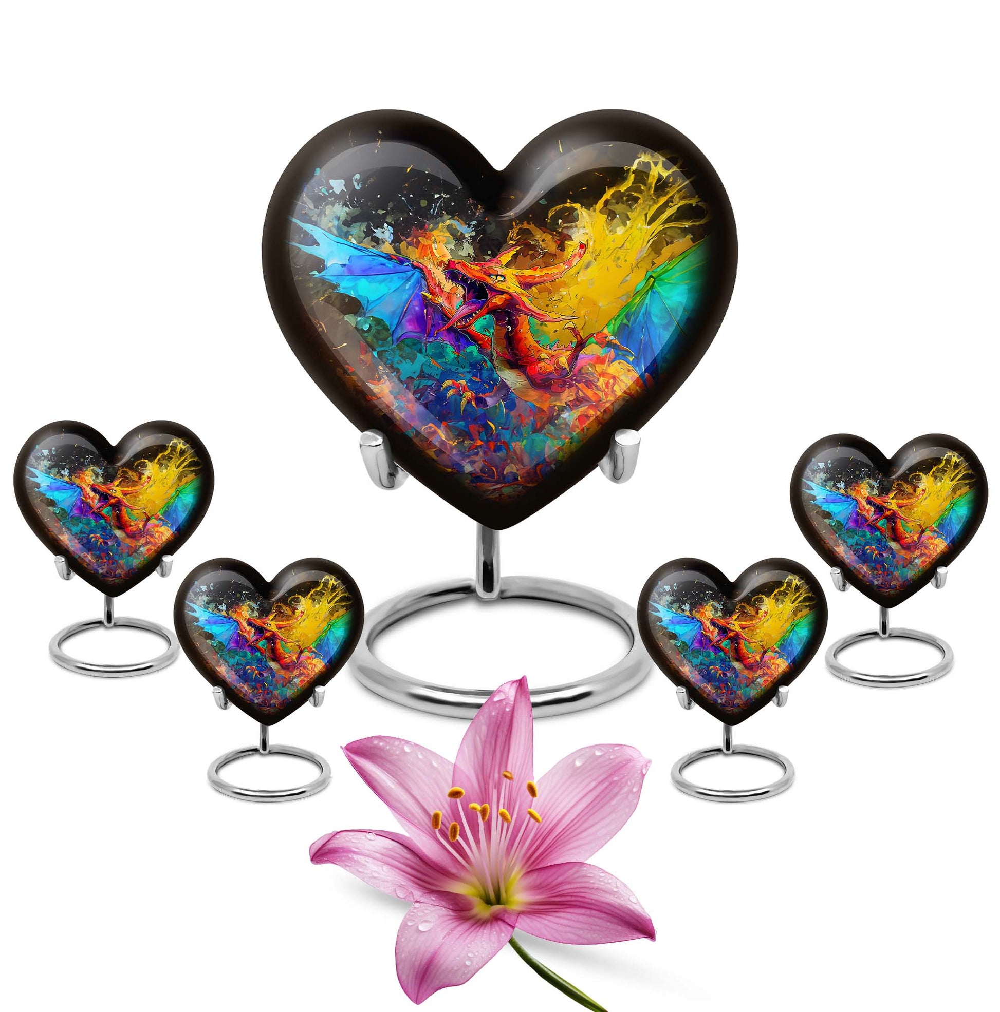 Dragon Theme Large Urn With 4 Keepsake Urn