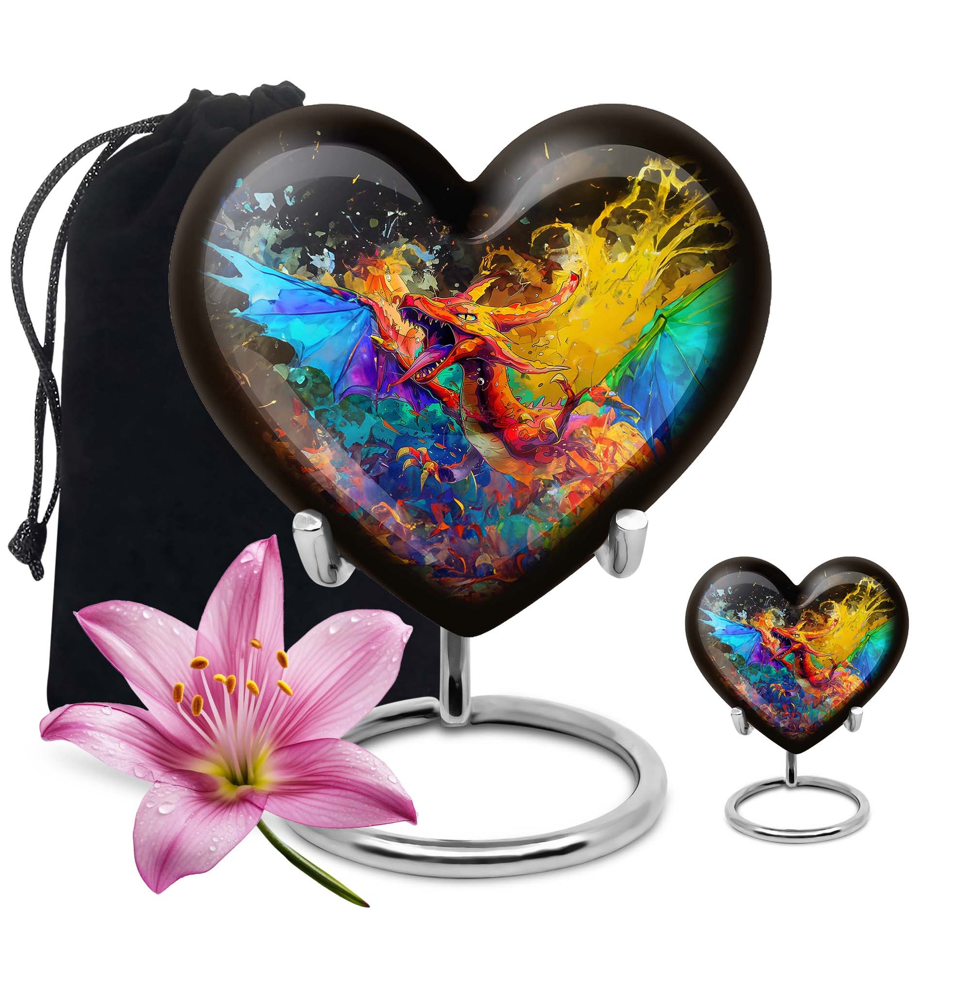 Dragon Theme Large Urn With 1 Keepsake Urn