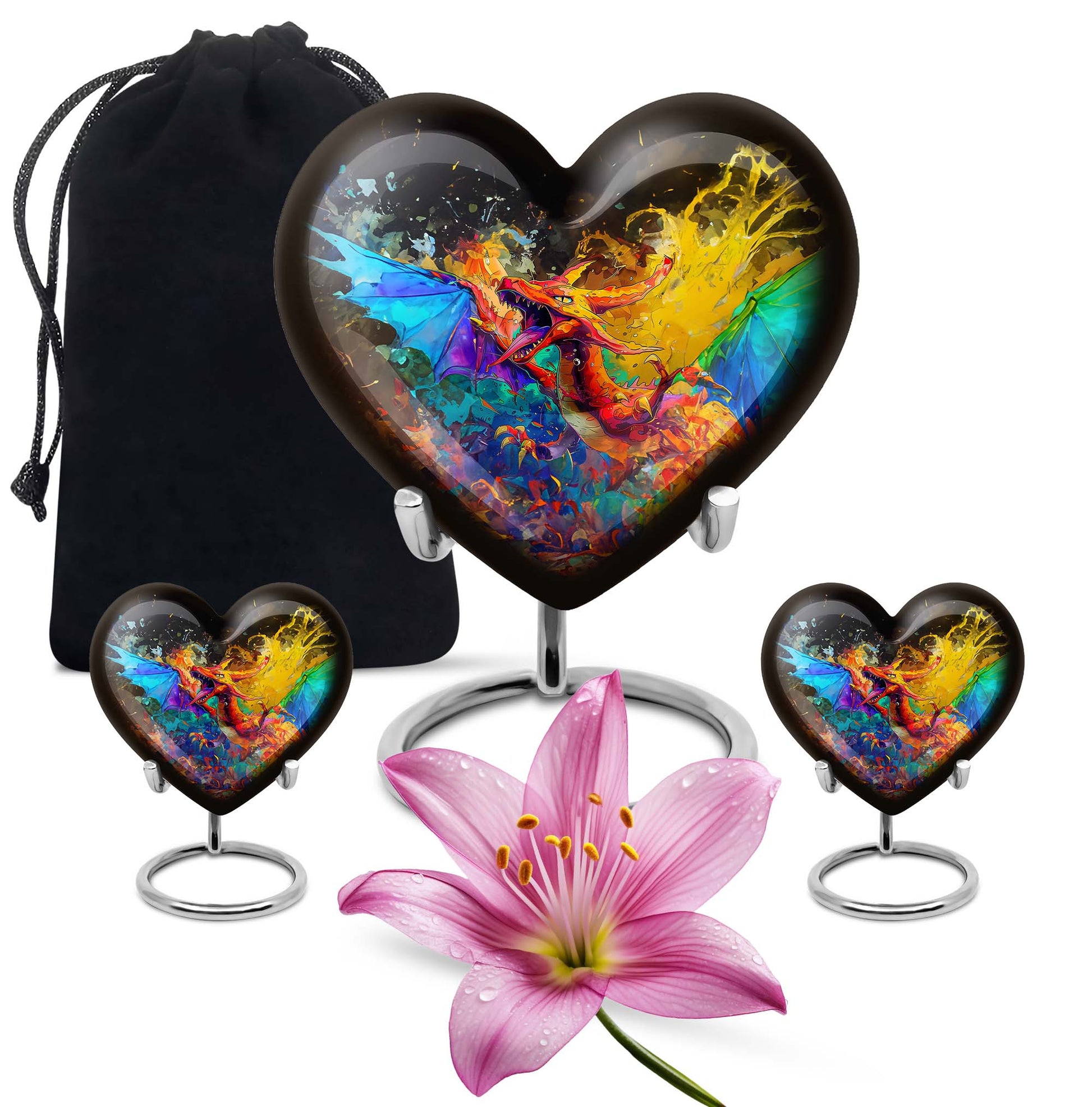 Dragon Theme Large Urn With 2 Keepsake Urn