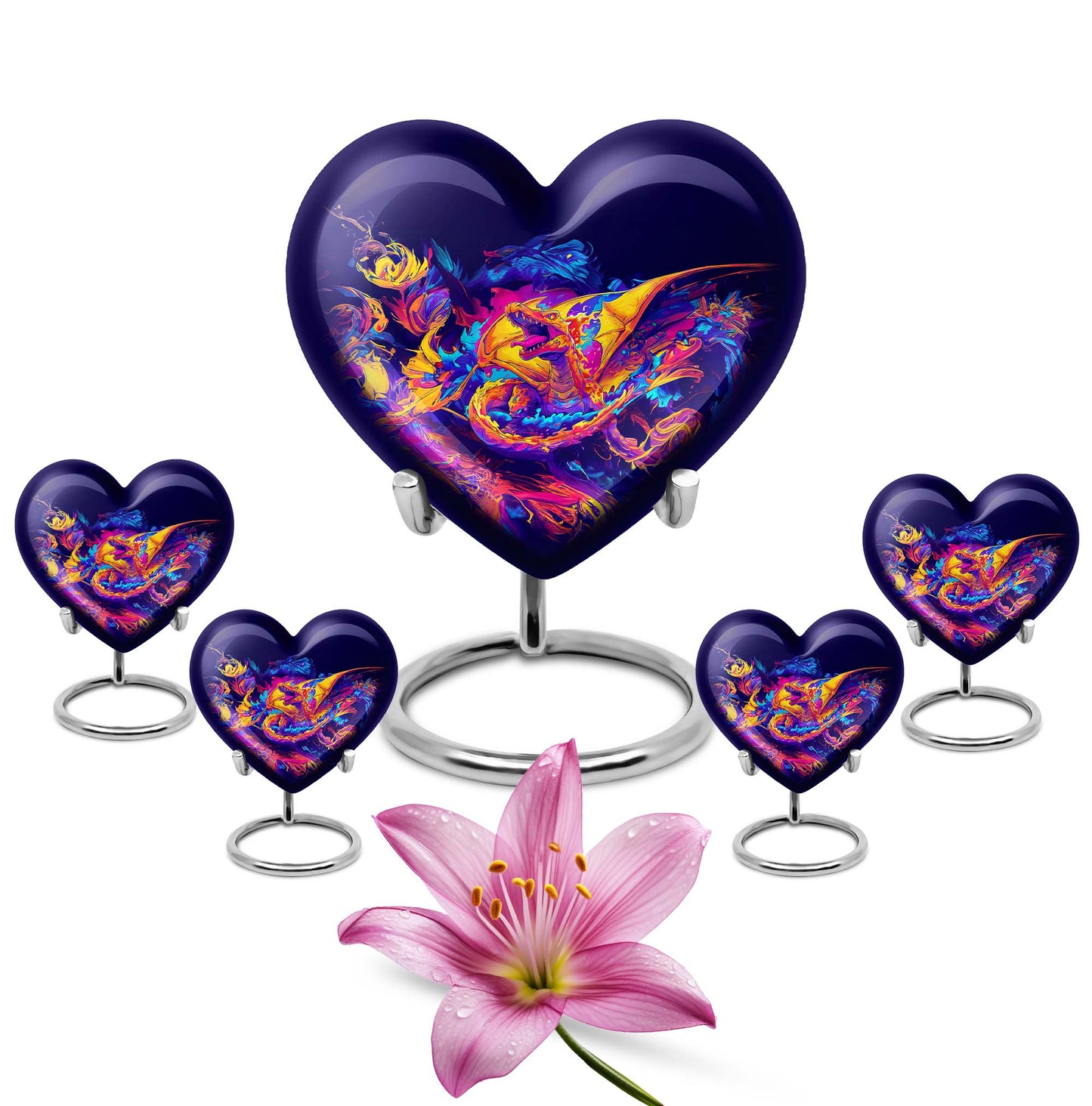 Dragon Theme Large Urn With 4 Keepsake Urn
