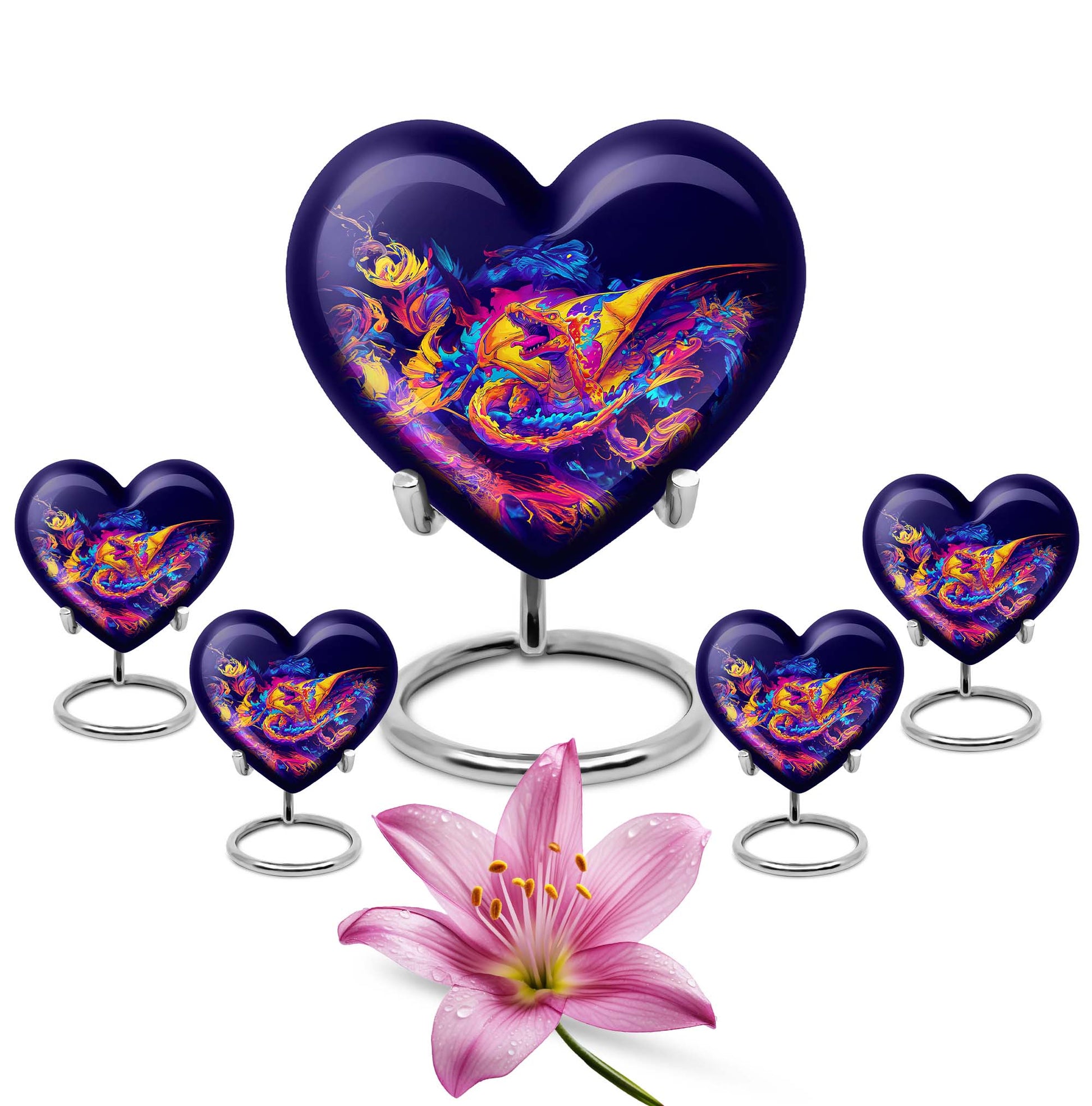 Dragon Theme Large Urn With 4 Keepsake Urn