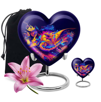 Dragon Theme Large Urn With 1 Keepsake Urn
