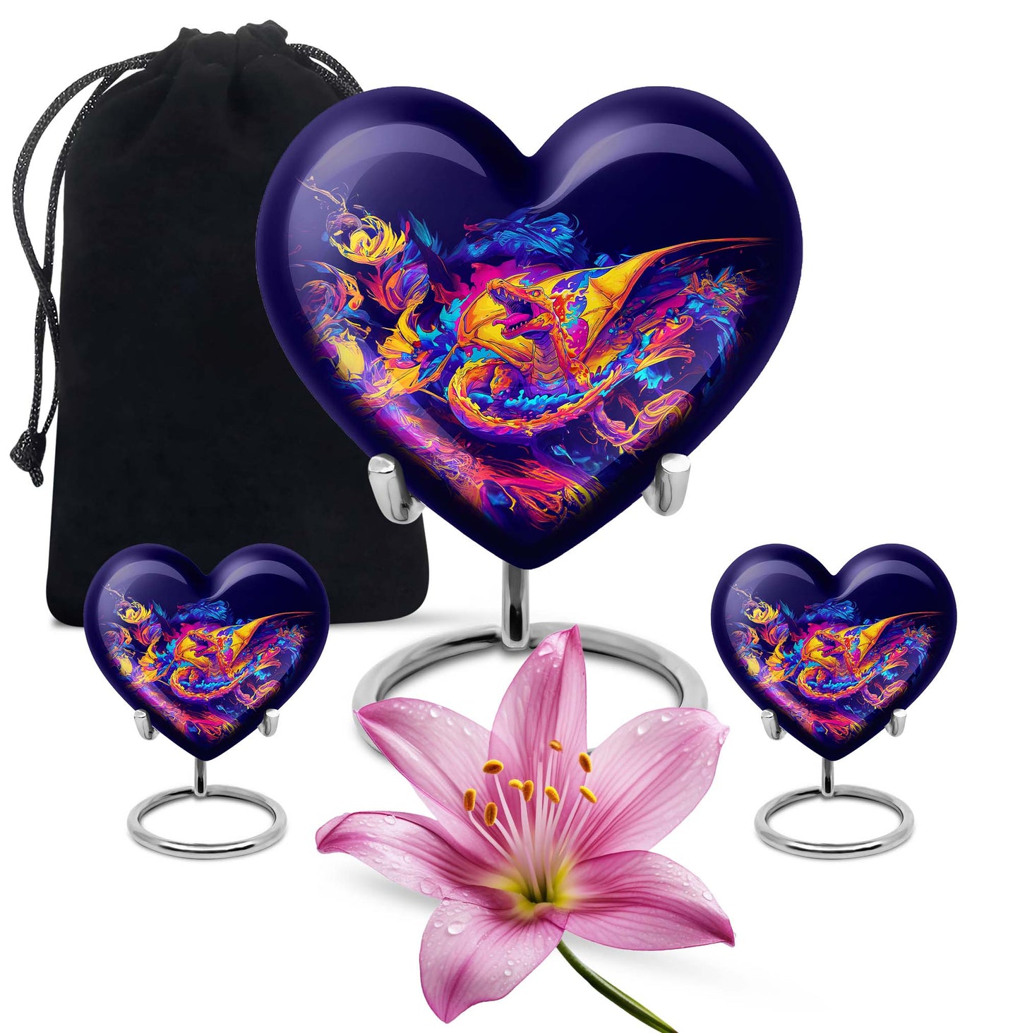Dragon Theme Large Urn With 2 Keepsake Urn