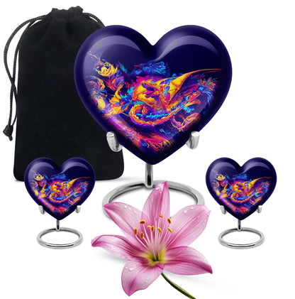 Dragon Theme Large Urn With 2 Keepsake Urn