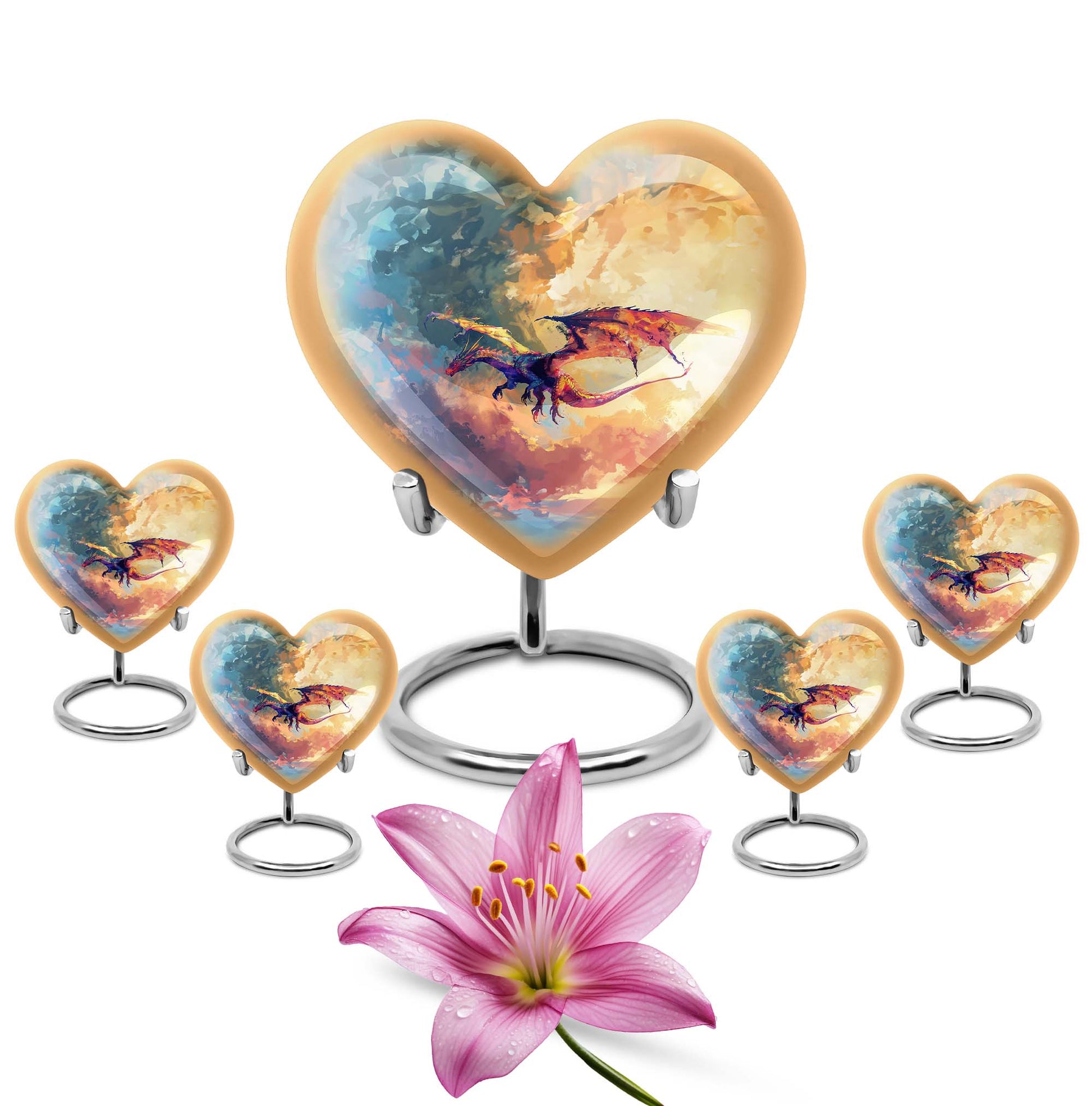 Dragon Theme Large Urn With 4 Keepsake Urn