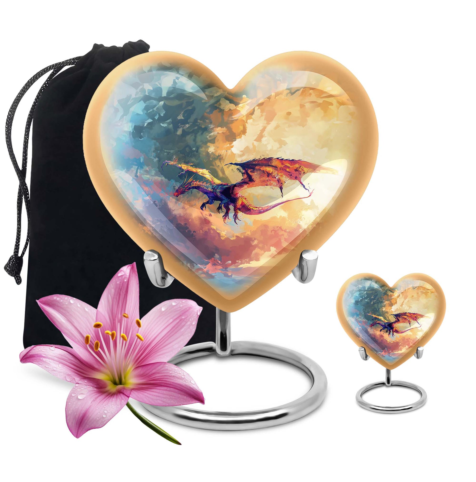 Dragon Theme Large Urn With 1 Keepsake Urn