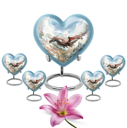 Dragon Theme Large Urn With 4 Keepsake Urn