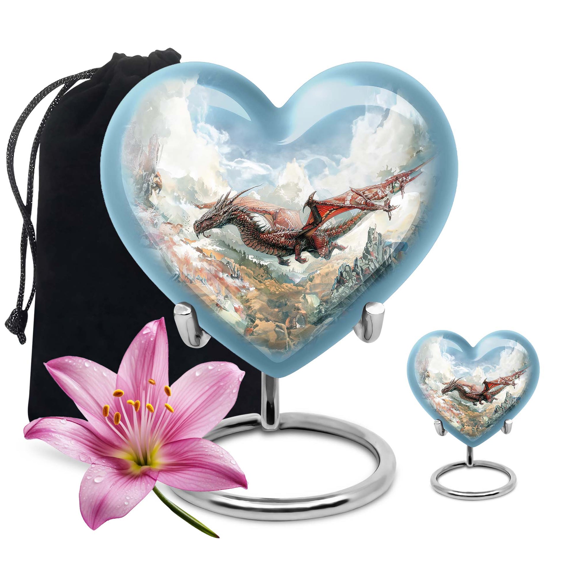 Dragon Theme Large Urn With 1 Keepsake Urn