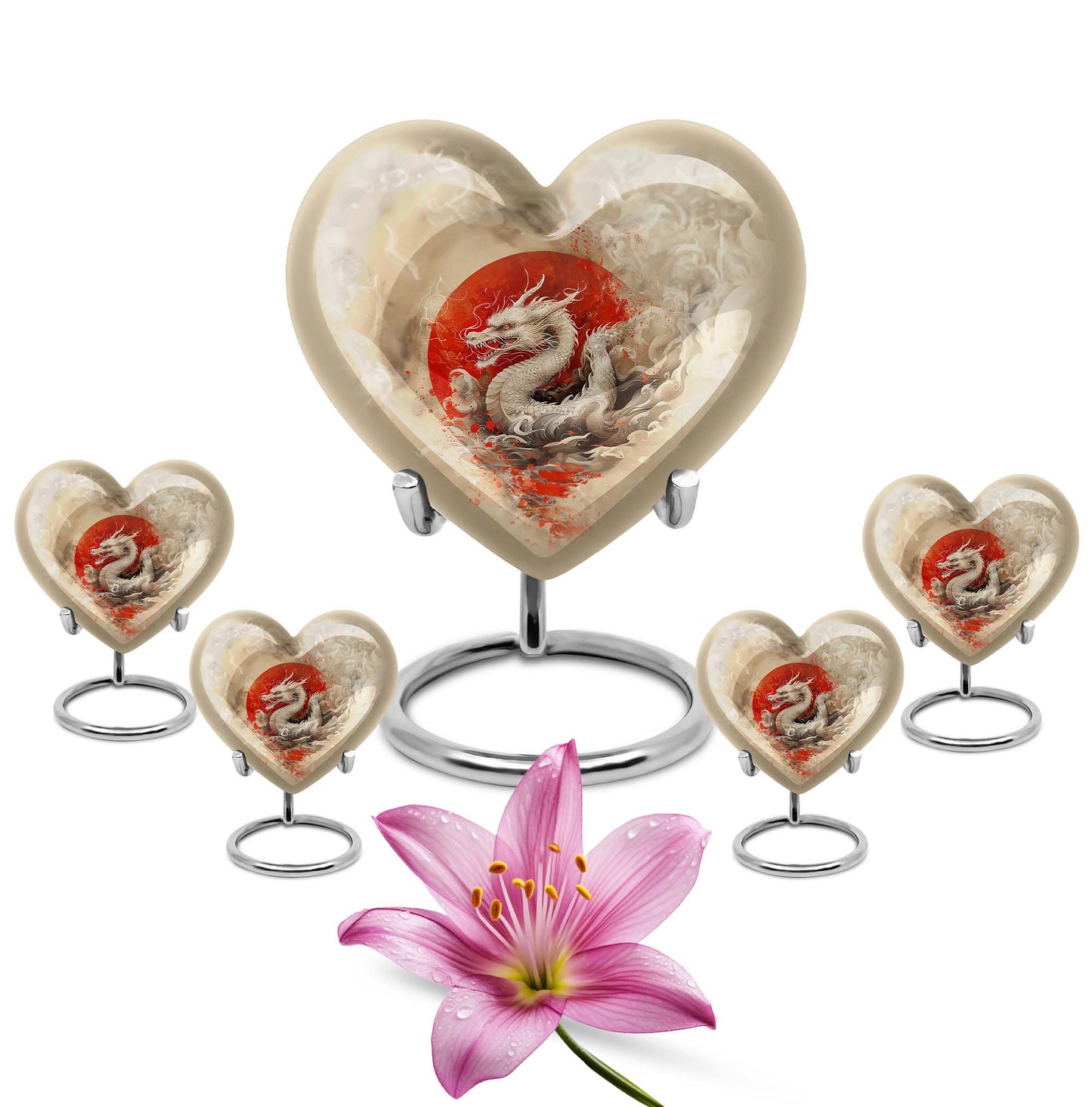 Dragon Theme Large Urn With 4 Keepsake Urn