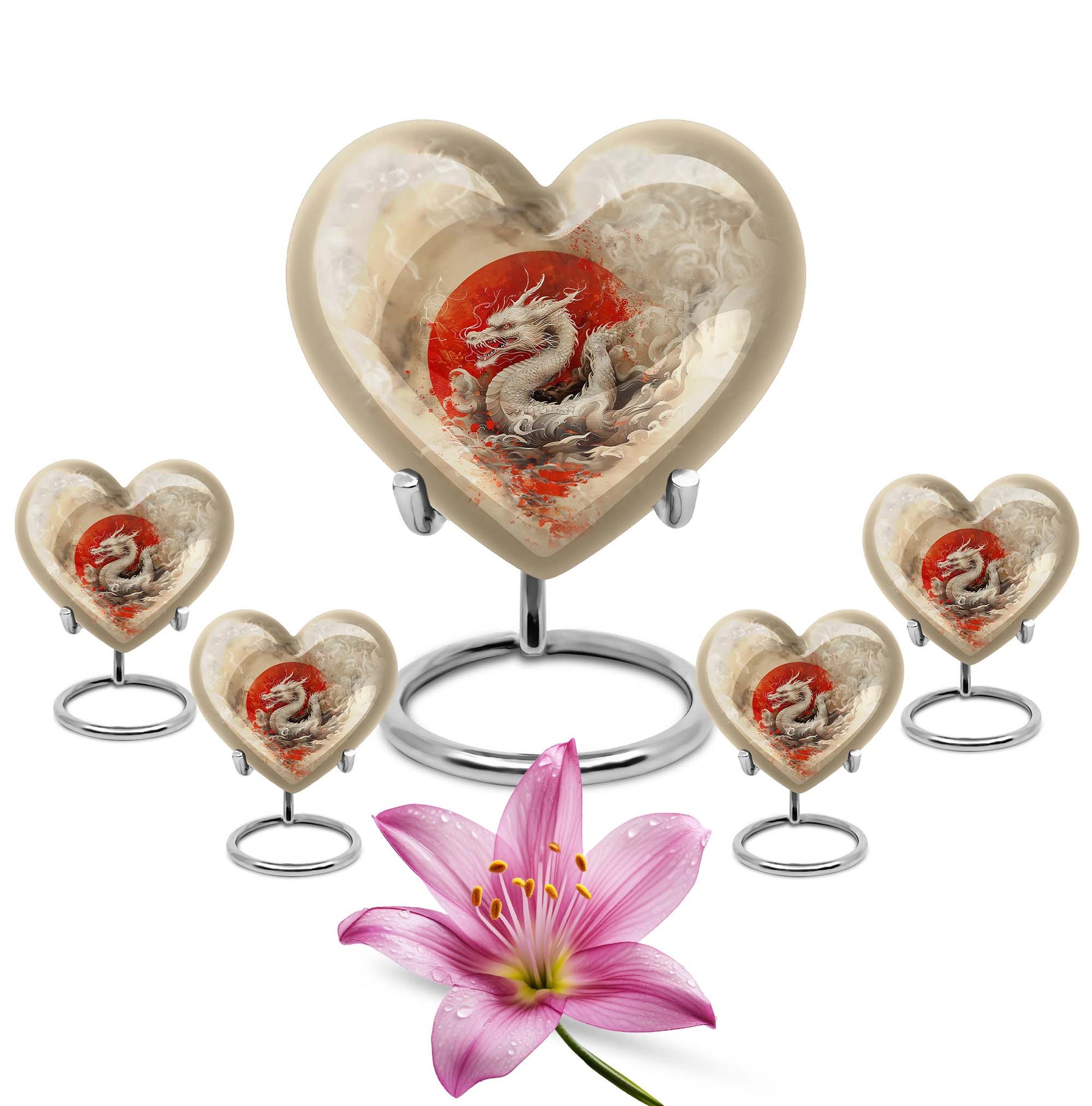 Dragon Theme Large Urn With 4 Keepsake Urn