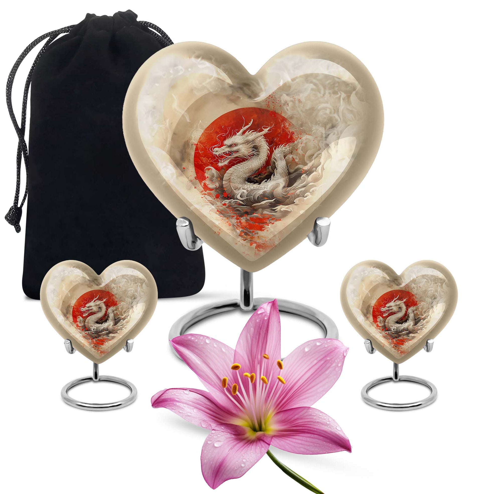 Dragon Theme Large Urn With 2 Keepsake Urn