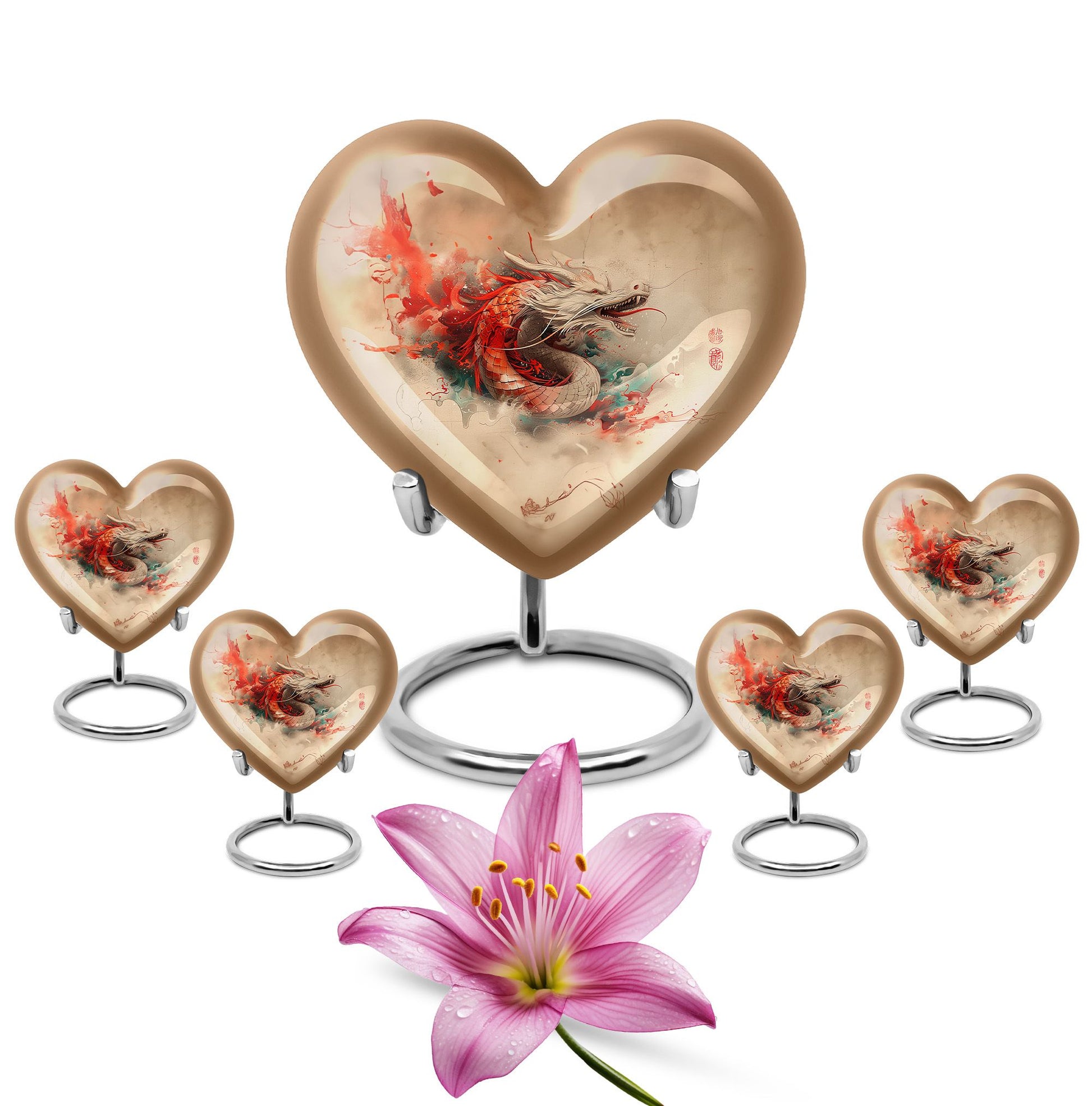 Dragon Theme Large Urn With 4 Keepsake Urn