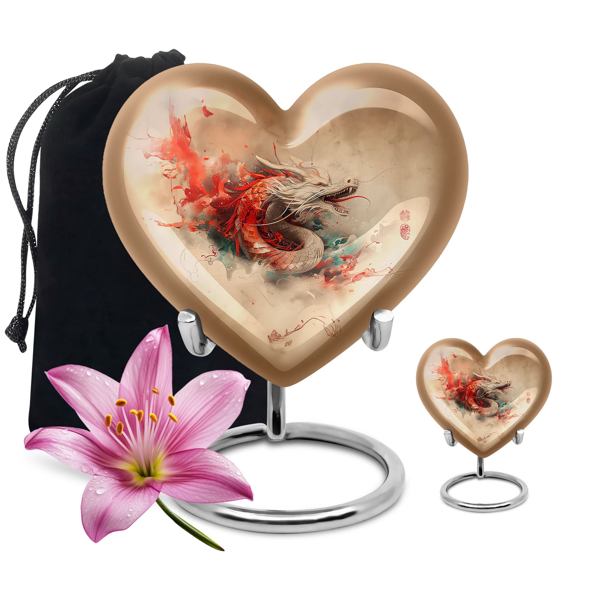 Dragon Theme Large Urn With 1 Keepsake Urn