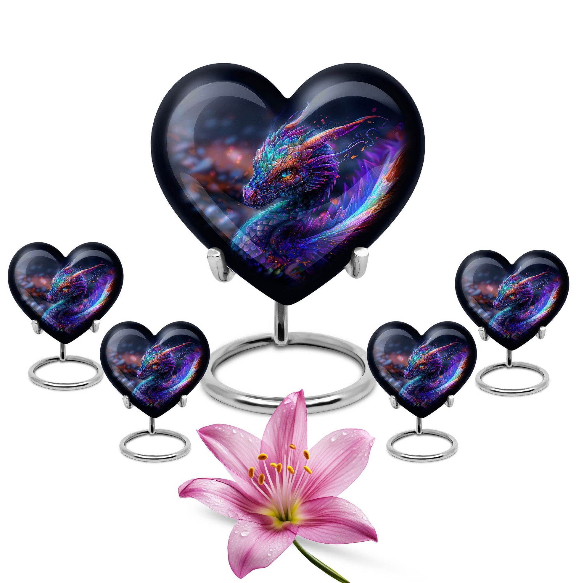 Dragon Theme Large Urn With 4 Keepsake Urn