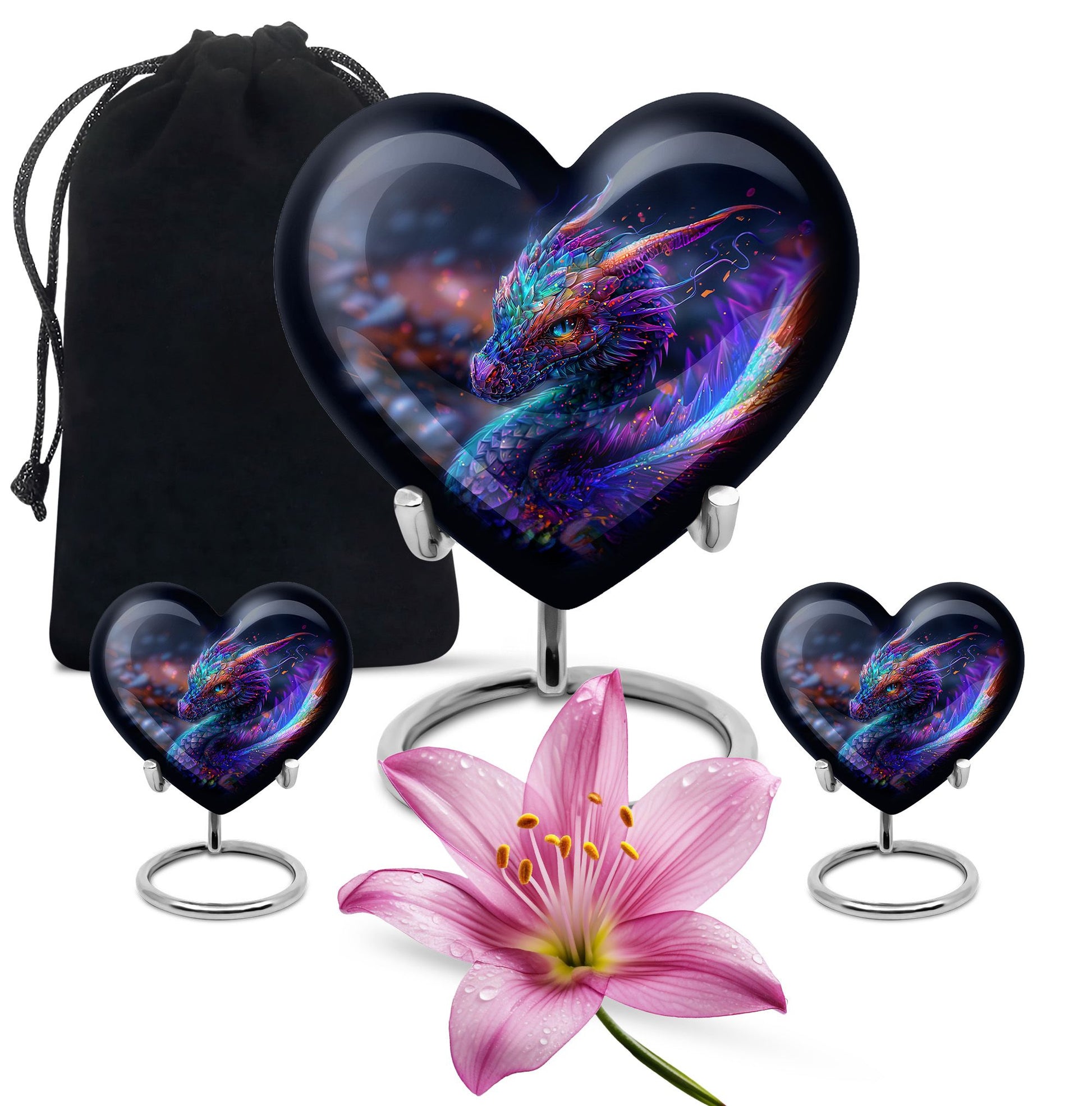 Dragon Theme Large Urn With 2 Keepsake Urn