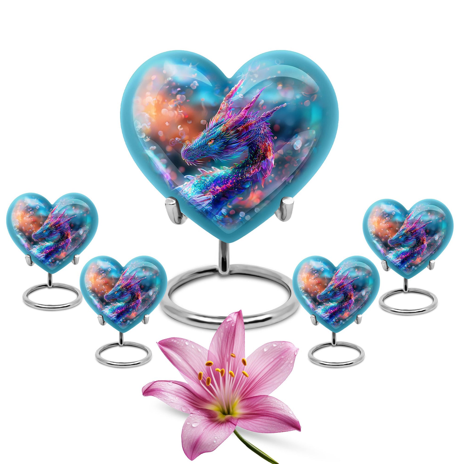 Dragon Theme Large Urn With 4 Keepsake Urn