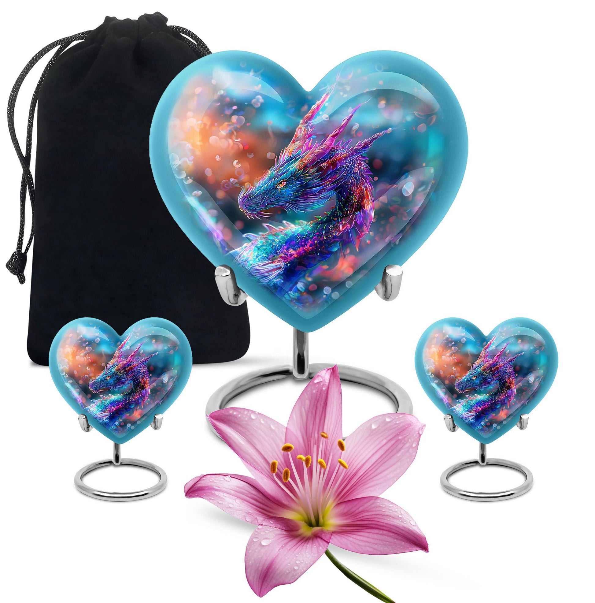 Dragon Theme Large Urn With 2 Keepsake Urn