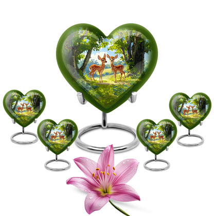 Deer Theme Large Urn With 4 Keepsake Urn