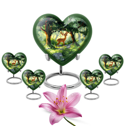 Deer Theme Large Urn With 4 Keepsake Urn