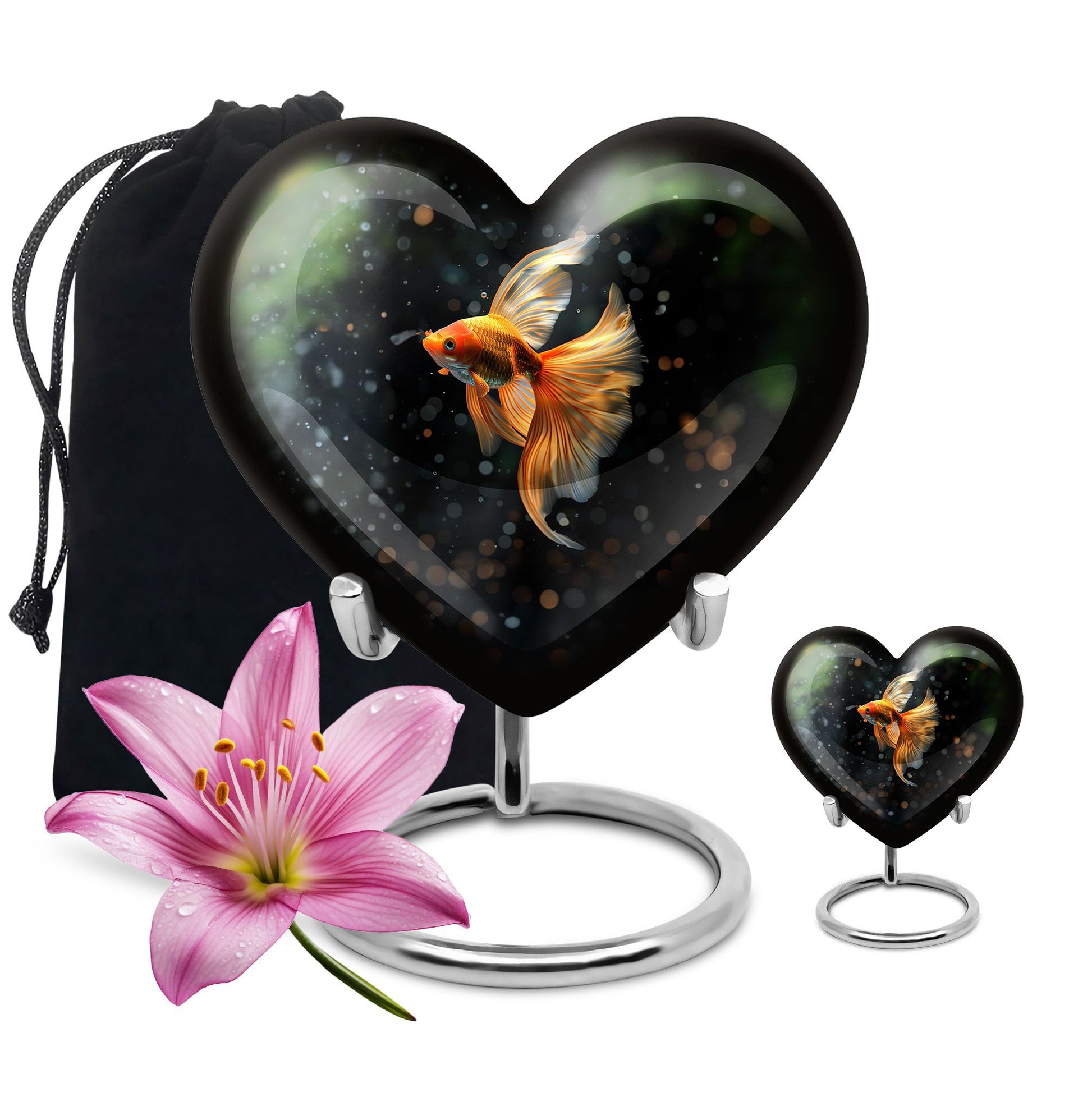 Fish Theme Large Urn With 1 Keepsake Urn