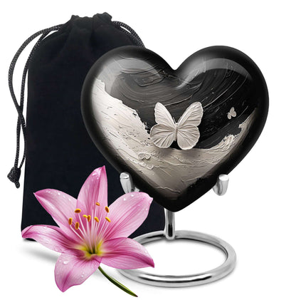 Butterfly Cremation Urn – Black & White Burial Urns For Ashes