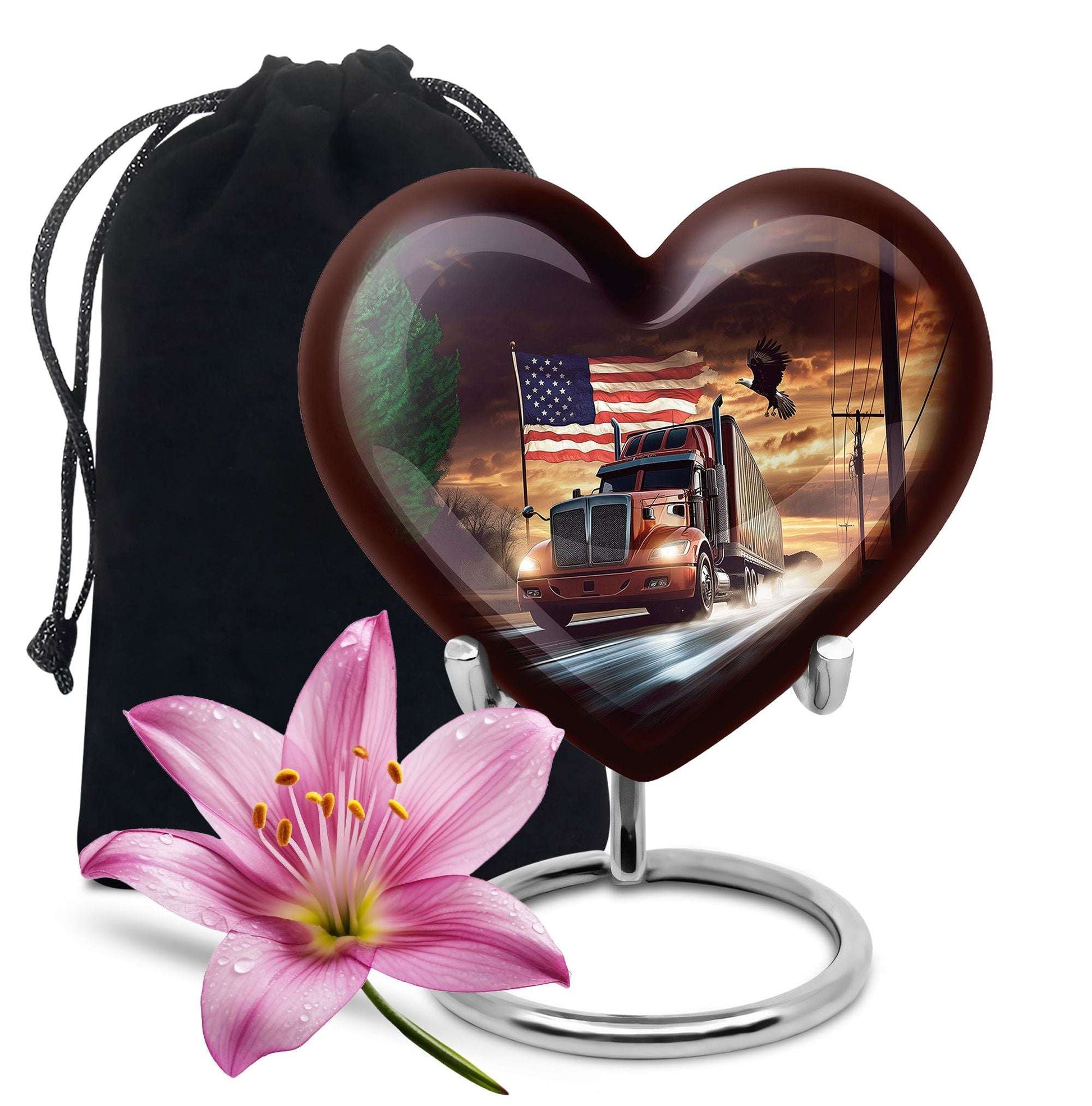 Trucker Ashes Keepsake For Men – Patriotic Ash Urns For Human Male